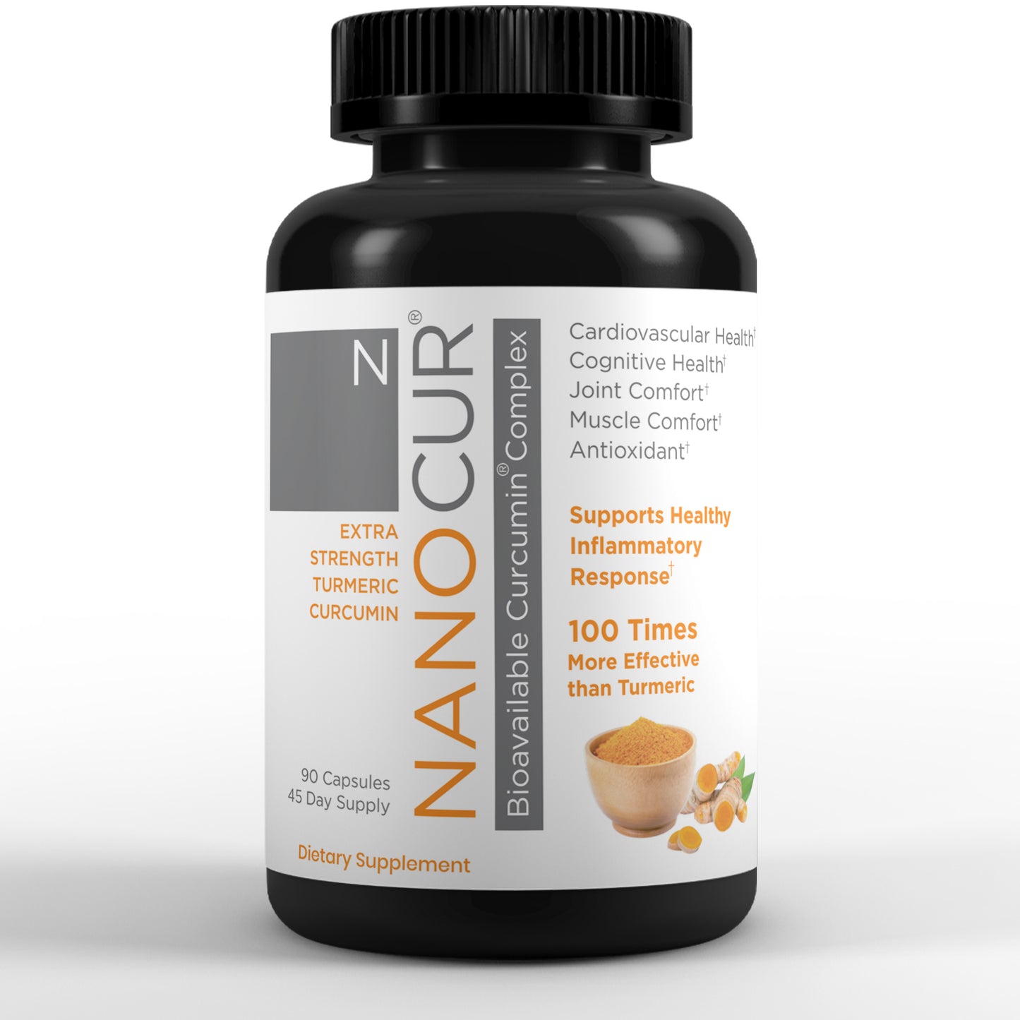 NanoCur turmeric curcumin supplement 90 count bottle front label